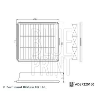 Bilde av BLUE PRINT ADBP220160 Luftfilter 51mm 198mm 210mm Filterinnsats