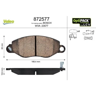 Bilde av VALEO 872577 Bremseklosser framaksel ekskl. slitasjevarselkontakt uten skruer, for vanskelige bruksforhold FORD: Transit Mk5 Minibuss, Van