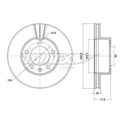 Bilde av TOMEX brakes TX 70 91 Bremseskiver framaksel 305,5 28 5 130 ventilert spraylakkert RENAULT: MASTER 2 Pritsche/Fahrgestell, Bus