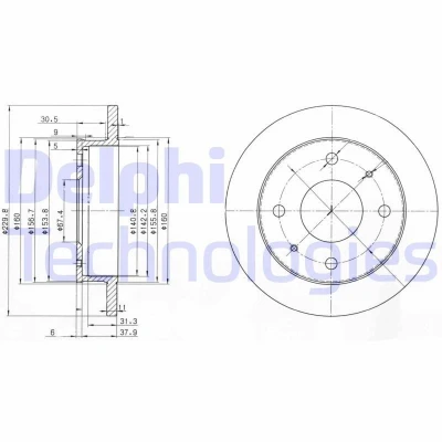 Bilde av DELPHI BG3618 Bremseskiver 230 11 4 fullt ut oljet ubehandlet uten hjullager, ABS sensorring