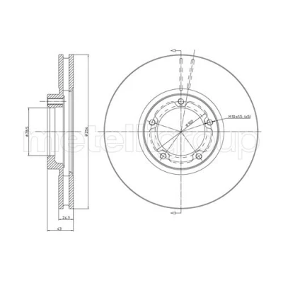 Bilde av METELLI 23 0459 Bremseskiver 254,0 24,3 5 78,5 ventilert FORD: Transit Mk4 Van, Minibuss