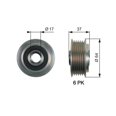 Bilde av GATES OAP7160 Frihjul Dynamo 37 FleetRunner Micro V Stretch Fit