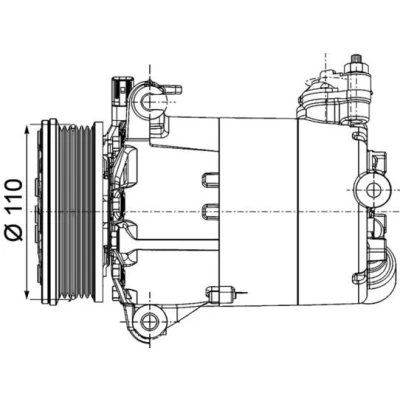 Bilde av MAHLE ORIGINAL ACP 1357 000P Kompressor 7VS16ic 12 PAG 46 YF R 1234yf, 134a med tetningsring uten oljeutslippsskrue VOLVO: V70 3, V60 I, XC60 I