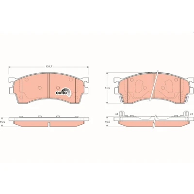 Bilde av TRW COTEC GDB3209 Bremseklosser med akustisk slitasjevarsel MAZDA: 323 F 6, 626 V Hatchback, Sedan