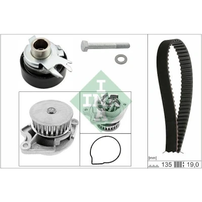 Bilde av INA 530 0199 30 vannpumpe + Registerreimsett med VOLKSWAGEN: Polo IV Hatchback, Caddy 2 Kastenwagen