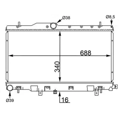 Bilde av MAHLE ORIGINAL CR 1563 000S Radiator 688mm 340mm 16mm Manuel girkasse Kjøleribber loddet