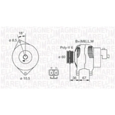 Bilde av MAGNETI MARELLI 063731521010 Dynamo 14V 100A OPEL: Combo C Varebil / Stasjonsvogn, Meriva A, Astra G CC, HONDA: CIVIC 7 Hatchback