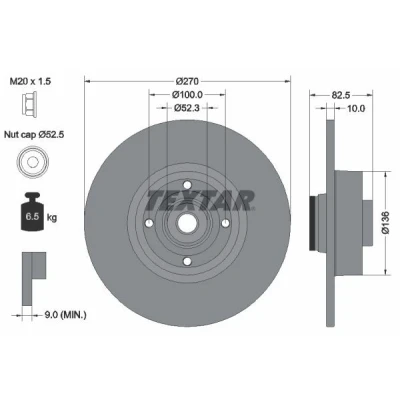 Bilde av TEXTAR PRO 92154503 Bremseskiver 270 10 04/04 100 fullt ut belagt med integrert magnetisk senorring, hjullager RENAULT: MEGANE 2 Kombi, SCENIC