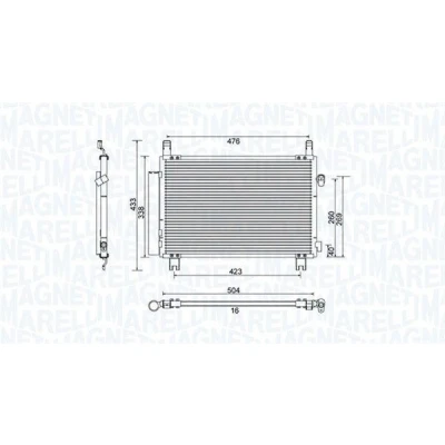 Bilde av MAGNETI MARELLI 350203798000 Kondensator med tørker 504x338x16 338 504 16 TOYOTA: Auris Hatchback, Yaris II III Hatchback