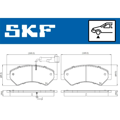 Bilde av SKF VKBP 80210 E Bremseklosser inkl. slitasjevarselkontakt PEUGEOT: Boxer Minibuss, Flatvogn lastebil/Chassis, Van