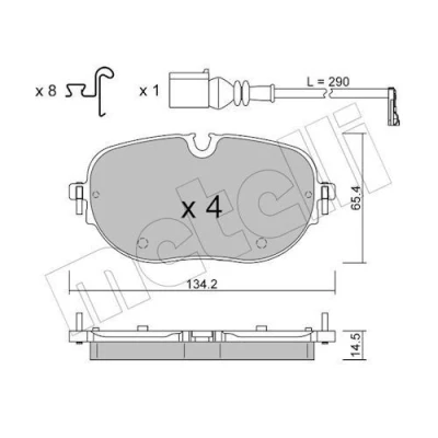 Bilde av METELLI 22 1318 0 Bremseklosser klargjort for slitasjeindikator VOLKSWAGEN: ID.3