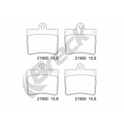 Bilde av BRECK 21900 00 702 Bremseklosser ikke klargjort for slitasjeindikator MERCEDES BENZ: C Klasse Sedan