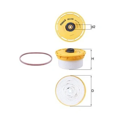 Bilde av MAHLE ORIGINAL KX 479D Drivstoffilter Filterinnsats TOYOTA: Land Cruiser 200, Prado 70 SUV