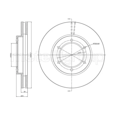 Bilde av METELLI Bremseskive TOYOTA: HIACE 4 Kasten, Bus, MINI: Countryman 284,7mm 28,0mm 6 ventilert 23 1574 Bremseskiver