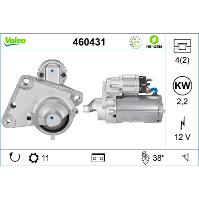 Bilde av VALEO 460431 Starter 12 2,2 11 PEUGEOT: Partner I Van, II Tepee, Expert CITROËN: C4 Picasso 2, C3 Hatchback, Berlingo Van