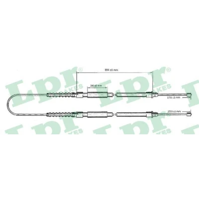 Bilde av LPR C0174B Bremsekabel 2715/890+890 Trommelbrems FIAT: Ducato II Flatvogn lastebil/Chassis, PEUGEOT: Boxer Van, CITROËN: Jumper I Minibuss