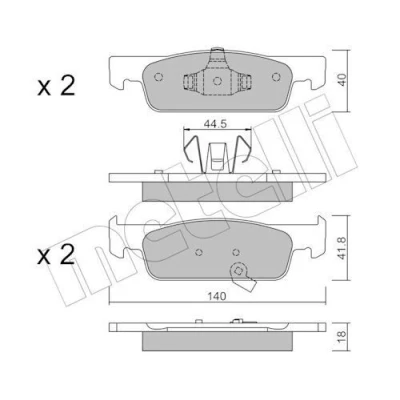 Bilde av METELLI 22 0975 2 Bremseklosser med akustisk slitasjevarsel SMART: Forfour II Hatchback, Fortwo III Coupé