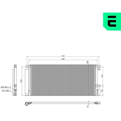 Bilde av MAGNETI MARELLI 350203806000 Kondensator med tørker 669x308x16 308 669 16 OPEL: Mokka / X