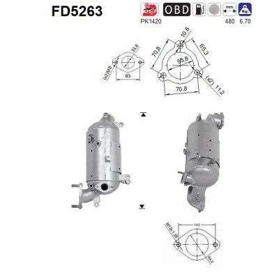 Bilde av AS FD5263 Partikkelfilter Euro 5 Cordierit