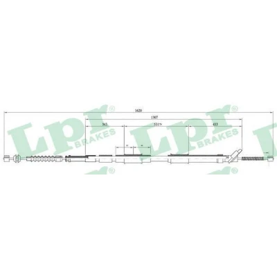 Bilde av LPR C0873B Bremsekabel 1585/1290 Trommelbrems TOYOTA: Corolla VIII Liftback, VII Compact