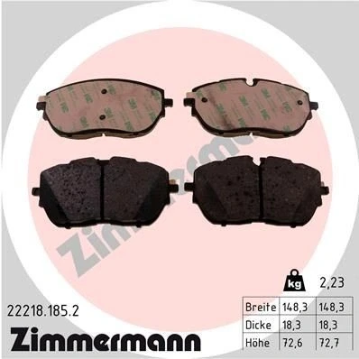 Bilde av ZIMMERMANN 22218.185.2 Bremseklosser klargjort for slitasjeindikator med skruer Bildet viser leveranseinnholdet, glideplate PEUGEOT: 308 SW 2