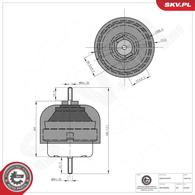 Bilde av Lagring, motor, Høyre Esen skv 75SKV242 audi, skoda, vw OE 8D0 199 229, 379 AT, C