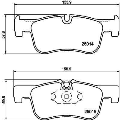 Bilde av HELLA 8DB 355 020 201 Bremseklosser klargjort for slitasjeindikator BMW: 1 Hatchback, 2 Coupé