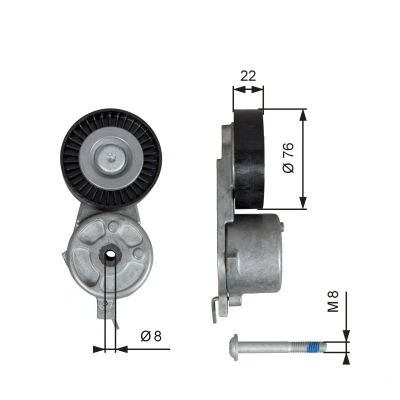 Bilde av GATES T39141 Strammerull FleetRunner Micro V Stretch Fit FORD: S Max Mk1, MONDEO 4 Turnier,