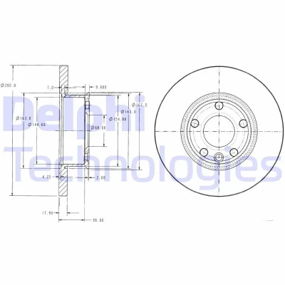 Bilde av DELPHI BG2898 Bremseskiver 282 18 5 fullt ut oljet ubehandlet uten hjullager, ABS sensorring VOLKSWAGEN: Transporter 4 Bus,