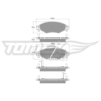 Bilde av TOMEX brakes TX 13 89 Bremseklosser framaksel med akustisk slitasjevarsel TOYOTA: Yaris I Hatchback