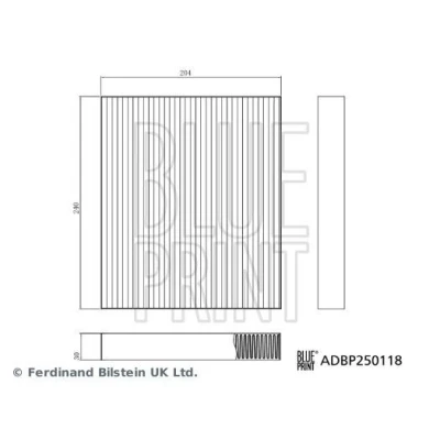 Bilde av BLUE PRINT ADBP250118 Kupéfilter pollenfilter 240mm 204mm 30mm BYD: Seal Sedan EV, PHEV 2022