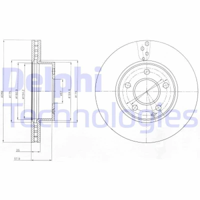 Bilde av DELPHI BG4227C Bremseskiver 288 25 5 ventilert belagt høy karbon uten hjullager, ABS sensorring MERCEDES BENZ: C Klasse T modell, Sedan