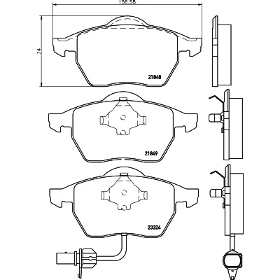 Bilde av HELLA 8DB 355 008 911 Bremseklosser med integrert slitasjevarselkontakt VOLKSWAGEN: Sharan I, SEAT: Alhambra FORD: Galaxy Mk1 MPV