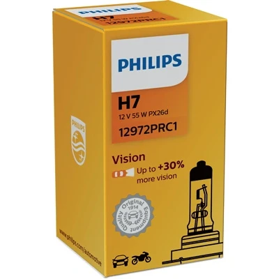 Bilde av Halogenpære PHILIPS Vision H7 PX26d, passer mange bilmodeller, 000000000H7, 00000000H7, 0000000H7, 000000H7, 002 544 00 94, 030759, 0510