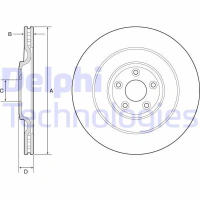 Bilde av DELPHI BG9194C Bremseskiver 376 26 5 ventilert belagt ubehandlet uten hjullager, ABS sensorring JAGUAR: F Type Cabrio, Coupé