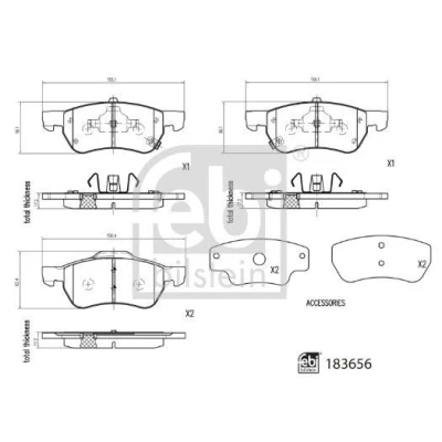 Bilde av FEBI BILSTEIN 183656 Bremseklosser framaksel med akustisk slitasjevarsel antihyle blikk, kolbleklips MG: ZS SUV