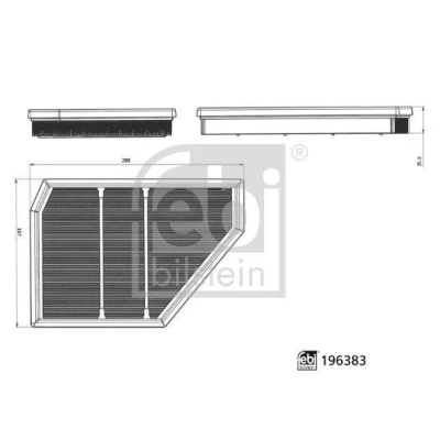 Bilde av FEBI BILSTEIN 196383 Luftfilter 35,5mm 197mm 288mm Filterinnsats BMW: X5, X6
