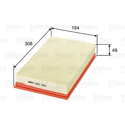 Bilde av VALEO 585360 Luftfilter 49 184 308 Filterinnsats JAGUAR: XJ Sedan, XK 8 Coupé, Cabrio