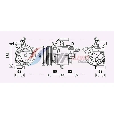 Bilde av Kompressor, klimaanlegg 12V citroën c1 ii, peugeot 108, toyota aygo OE 88310YV010, B000776180