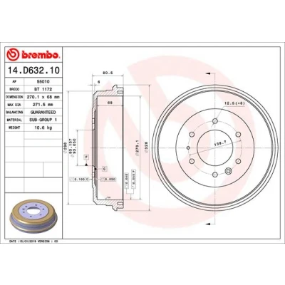 Bilde av BREMBO 14.D632.10 Bremsetrommel 270,1