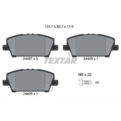 Bilde av TEXTAR 2408701 Bremseklosser med akustisk slitasjevarsel bremsecaliperskruer HONDA: CIVIC 8 Hatchback