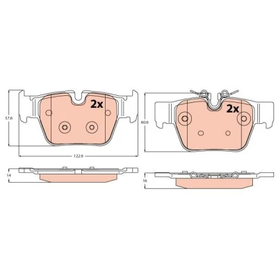 Bilde av TRW GDB2384 Bremseklosser klargjort for slitasjeindikator BMW: X1, X2, MINI: Countryman, Hatchback, Clubman