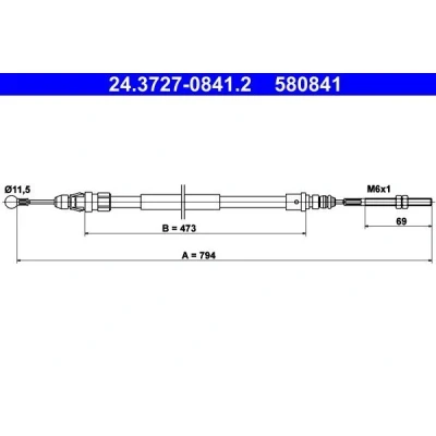 Bilde av ATE 24.3727 0841.2 Bremsekabel 794