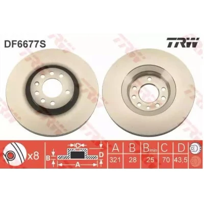 Bilde av TRW DF6677S Bremseskiver 321 28 8 110 ventilert spraylakkert OPEL: Zafira B, Astra H GTC, Hatchback