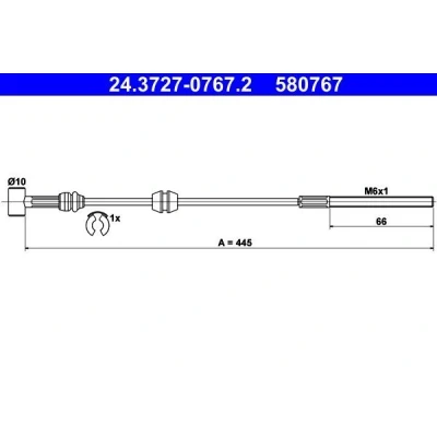 Bilde av ATE 24.3727 0767.2 Bremsekabel 445 OPEL: Combo C Varebil / Stasjonsvogn