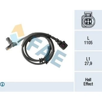 Bilde av FAE 78294 ABS Sensor med kabel Hall prinsipp 2 1105 VOLKSWAGEN: Sharan I, SEAT: Alhambra I