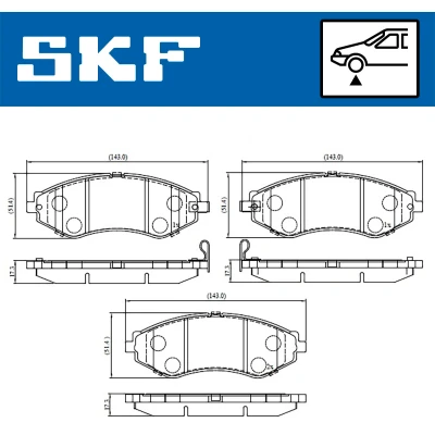 Bilde av SKF VKBP 80570 A Bremseklosser med akustisk slitasjevarsel CHEVROLET: Nubira Stasjonsvogn, Lacetti Sedan, Sedan