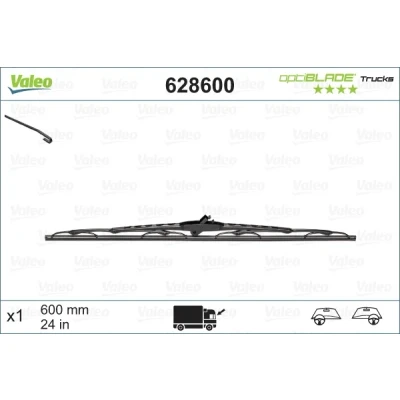 Bilde av Vindusvisker Valeo Optiblade Trucks 628600 600mm på begge sider Standard feste m/haker VOLKSWAGEN: Transporter 5, 5 Bus