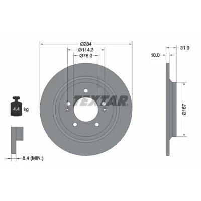 Bilde av TEXTAR PRO 92293103 Bremseskiver 284 10 05/07 114,3 fullt ut belagt uten hjullager, hjulfestebolt, hjulnav KIA: SOUL 2, Niro