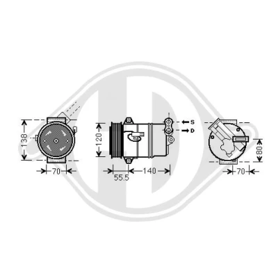 Bilde av DIEDERICHS DCK1427 Kompressor CVC6 12 R 134a Climate OPEL: Zafira B